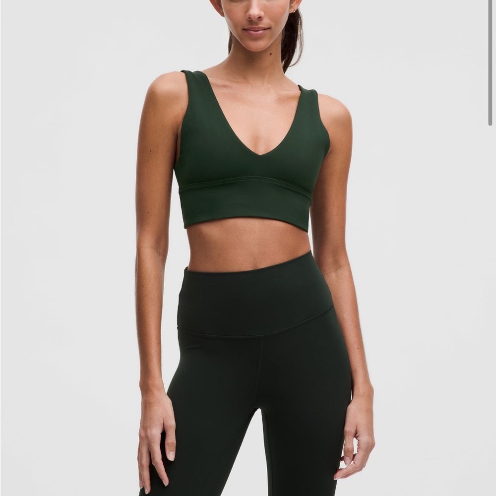 Lululemon, NEW with Tags. Align V-neck bra supports A/B cup.Legacy green color